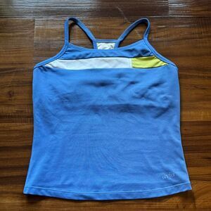 Avia Y2K Blue White Green Colorblock‎ Racerback Workout Tank Top Women Medium